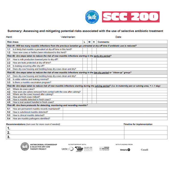 Assessing and mitigating potential risks associated with the use of selective antibiotic treatment (Herd Summary Form)