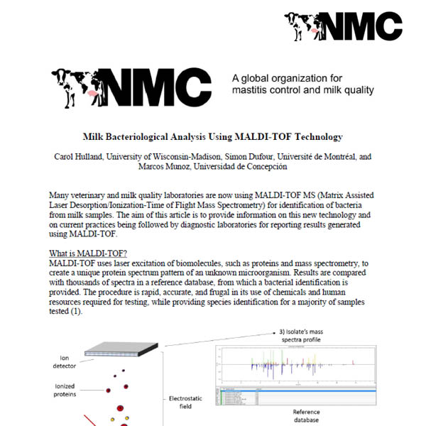 Milk Bacteriological Analysis Using MALDI-TOF Technology