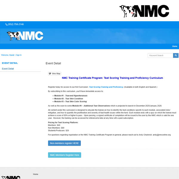 NMC Training Certificate Program: Teat Scoring Training and Proficiency Curriculum