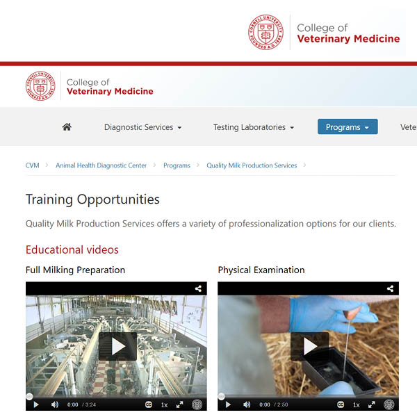 Cornell Quality Milk Production Services
