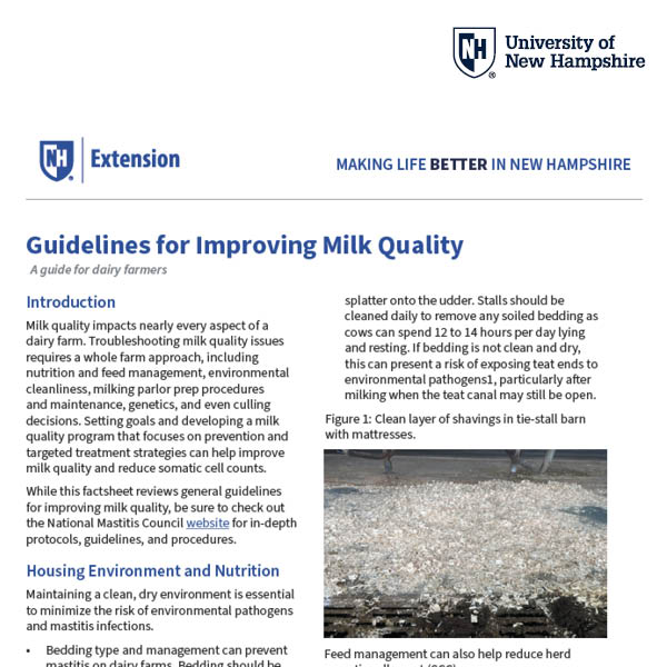 Guidelines for improving milk quality