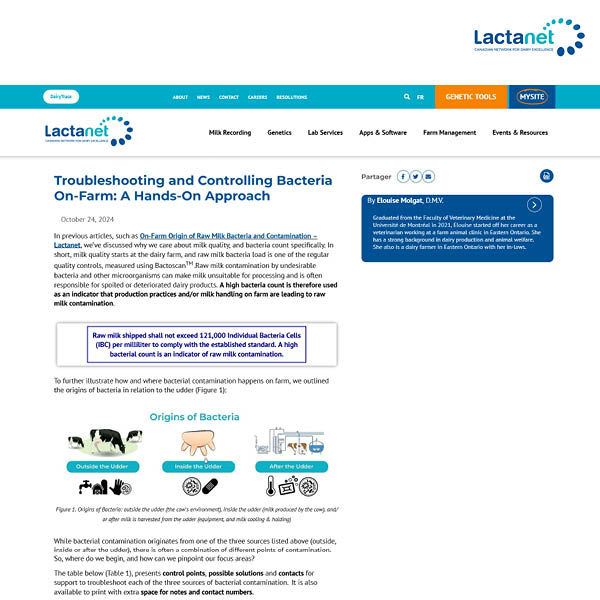 Troubleshooting and Controlling Bacteria On-Farm: A Hands-On Approach